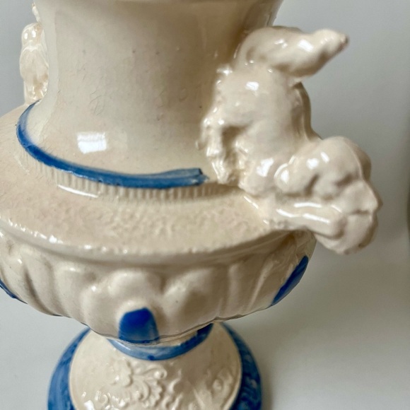 Antique Ornate Blue - White Porcelain Potpourri Lidded Jar H 9 Inch - Picture 5 of 13